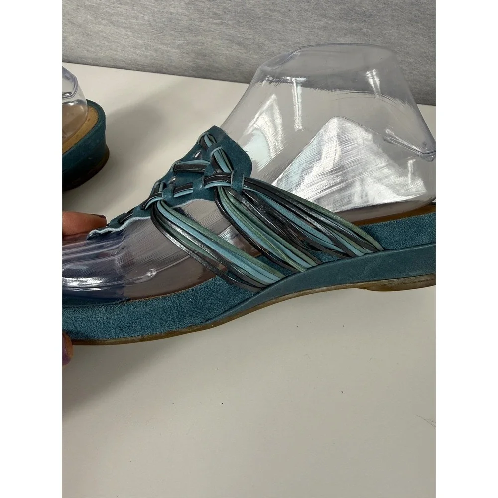 Clarks Artisan Teal Suede Thong Sandals Women Size 7 Boho Slide‎